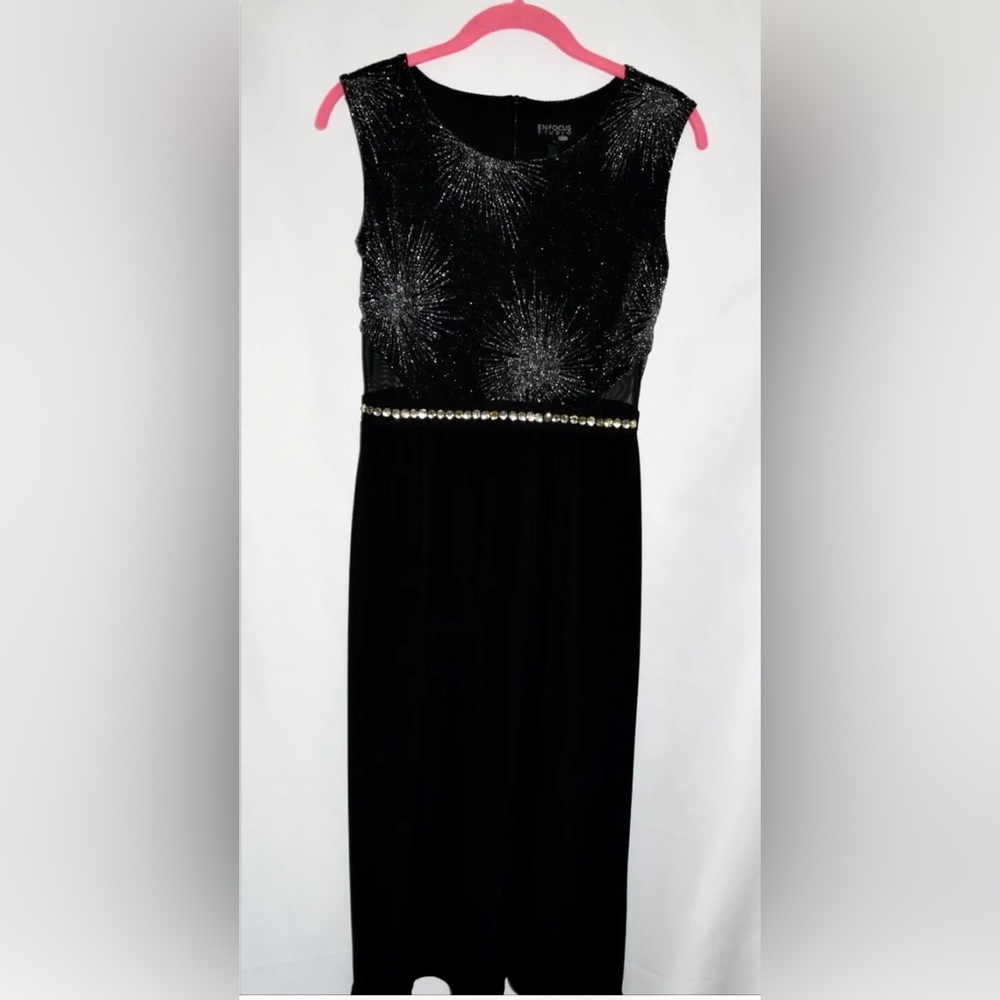 ENFOCUS STUDIO BLACK/SILVER MAXI DRESS Rhinestones Very good CONDITION, Sz 4